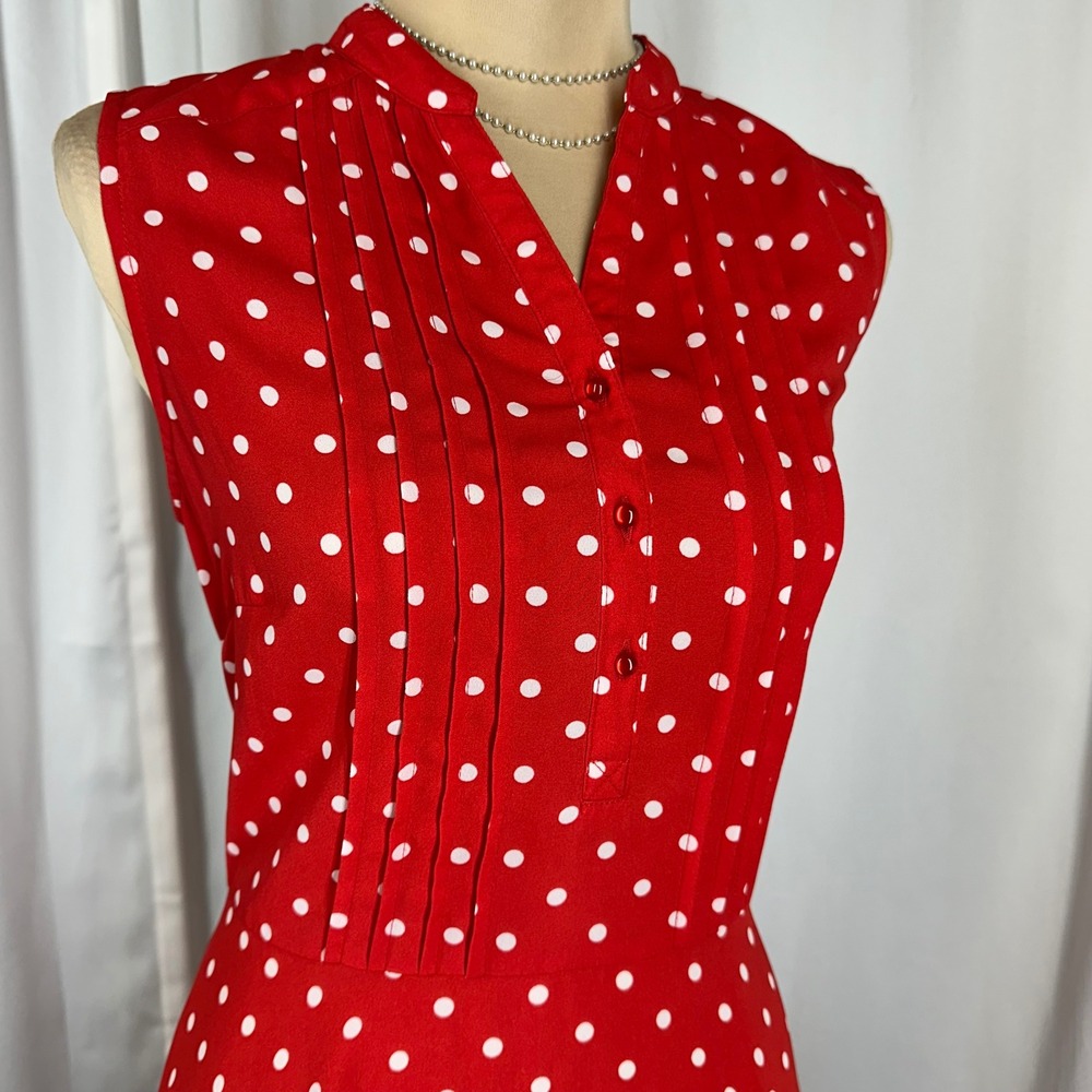 Nanette Lepore Red Polka Dot Dress Size 6 Retro Vintage Style Midi - Picture 7 of 13